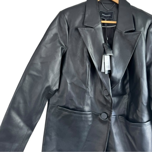 New! BCBGMax‎ Azria Vegan Leather Oversized Blazer Jacket - Picture 5 of 8